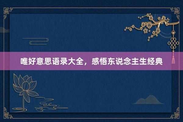 唯好意思语录大全，感悟东说念主生经典
